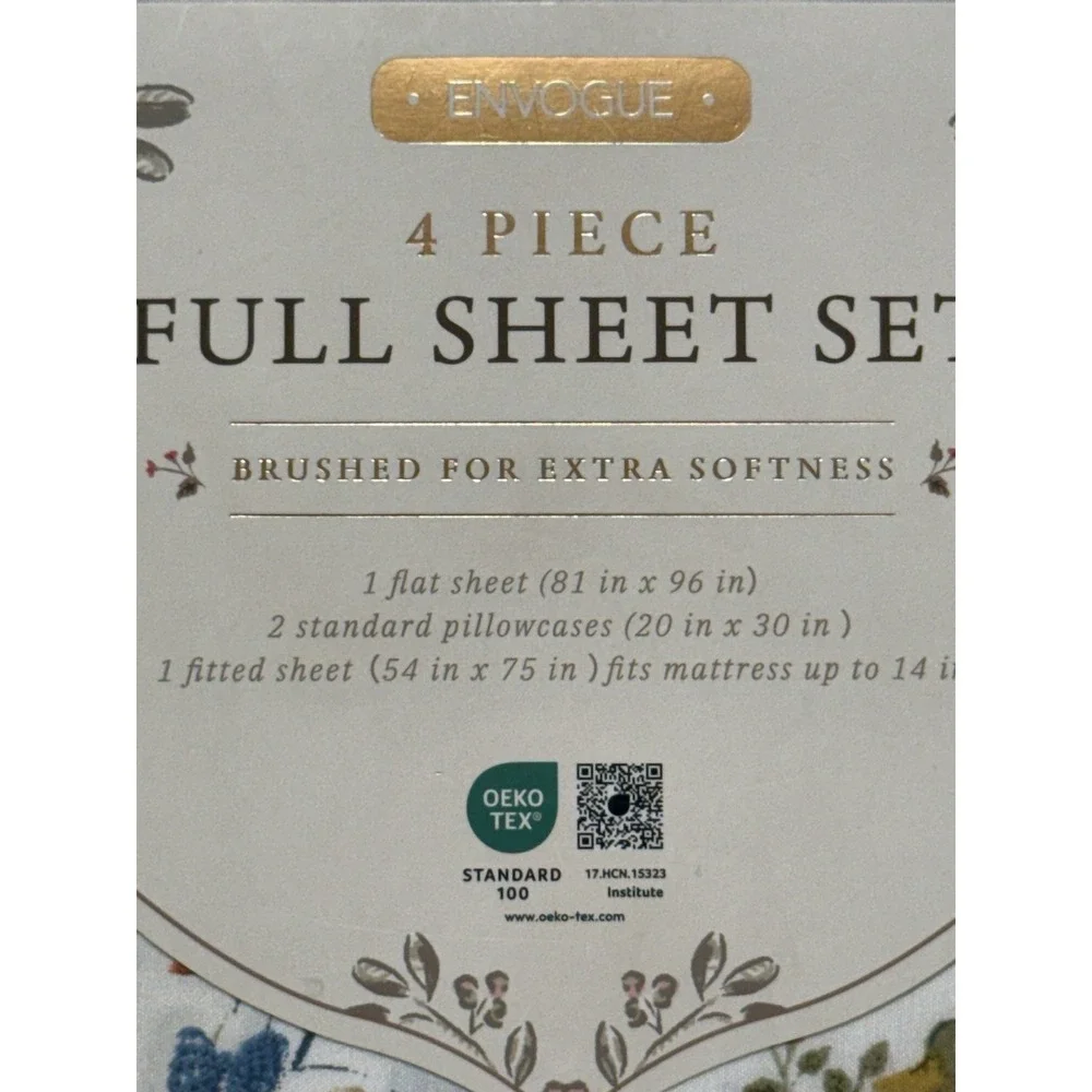 En‎ Vogue Full Sheet Set Spring Duck Umbrella Floral Print 4 Piece New